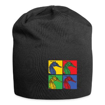 Hippocampe hippocampe poisson mer océan pop art - Bonnet en jersey - noir - Devant
