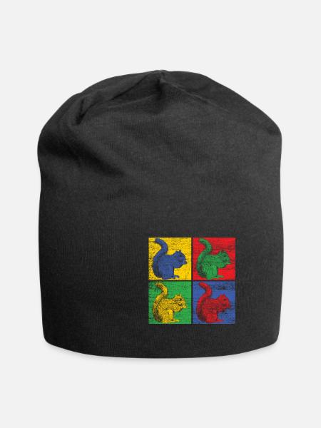 Écureuil noix forêt arbre animal cadeau vintage - Bonnet en jersey - noir