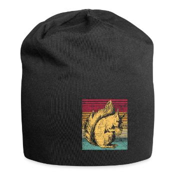 Écureuil noix forêt arbre animal cadeau vintage - Bonnet en jersey - noir - Devant