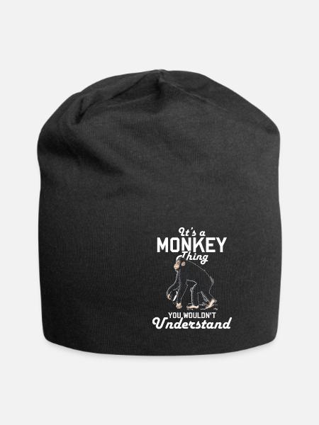 Affe Banane Tier Geschenk Affen Natur Klettern - Jersey-Beanie - Schwarz