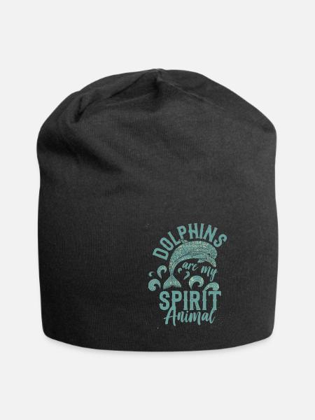 Dolphin whale sea creatures sea beach swimming - Jersey Beanie - black