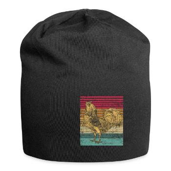 Poulet coq poule maison oiseau animal cadeau vintage - Bonnet en jersey - noir - Devant