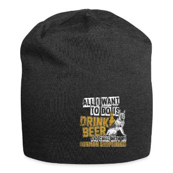 German shepherd watchdog animal gift beer - Jersey Beanie - charcoal grey - Front