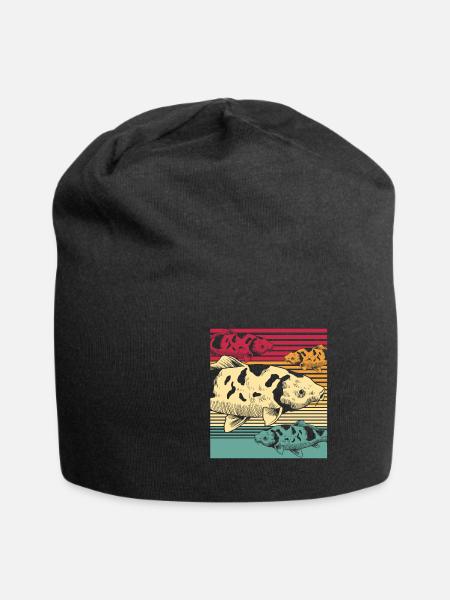 Fish retro fishing angler animal sea ocean gift - Jersey Beanie - black