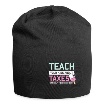 Teach children finance money taxes gift idea - Jersey Beanie - black - Front