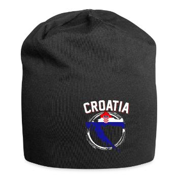 Karte Kroatien - Jersey-Beanie - Schwarz - Vorne