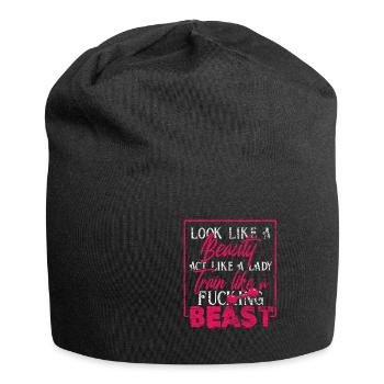 Je suis une bête et train dur femme vintage - Bonnet en jersey - noir - Devant