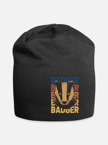 Badger marten family animal gift forest - Jersey Beanie - black