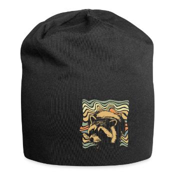 Waschbär Nachteule Waldtier Wald Geschenk Idee - Jersey-Beanie - Schwarz - Vorne