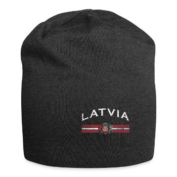 Lettland Flagge - Jersey-Beanie - Anthrazit - Vorne