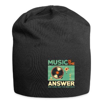 Musik ist die Antwort - Jersey-Beanie - Schwarz - Vorne