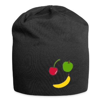 Fruit, fruits, dessin animé, idée cadeau - Bonnet en jersey - noir - Devant
