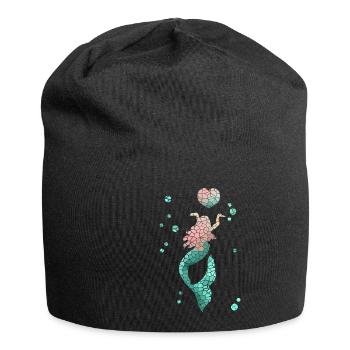 Meerjungfrau mit Herz - Jersey-Beanie - Schwarz - Vorne