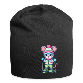 Cute Skier Mouse - Jersey-Beanie - Schwarz - Vorne