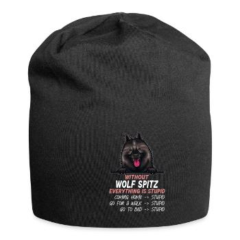 Ohne Wolfsspitz ist alles doof - Jersey-Beanie - Schwarz - Vorne