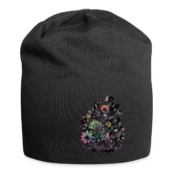 Flower Power - Jersey-Beanie - Schwarz - Vorne