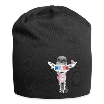 Hipster giraffe - Jersey Beanie - black - Front