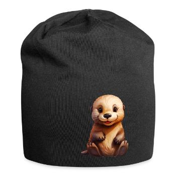 Cute Sea Otter Baby - Jersey Beanie - black - Front