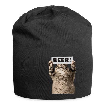 Bier Katze - Jersey-Beanie - Schwarz - Vorne