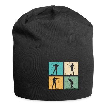 Biathlon Skifahren Ski Langlauf Biathlet Geschenk - Jersey-Beanie - Schwarz - Vorne
