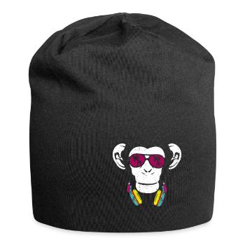 Monkey Cooler Affe DJ Kopfhörer Ausgehen Spaß Part - Jersey-Beanie - Schwarz - Vorne