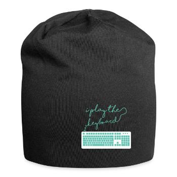 I play the Keyboard funny Programmer Hacker - Jersey Beanie - black - Front