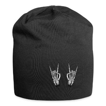 Skeleton Hand Pommesgabel Rock Hardrock Heavy Metal - Jersey Beanie - black - Front