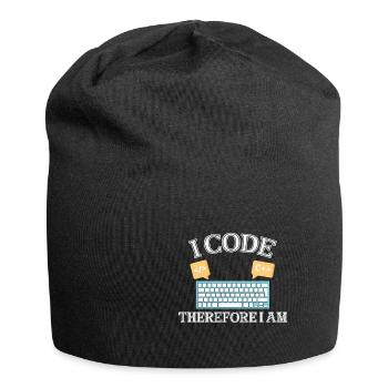 I code therefore i am Funny Programmer for Woman - Jersey Beanie - black - Front