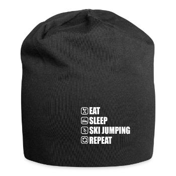 Eat Sleep SkiJumping Repeat Funny Snow Gift - Jersey Beanie - black - Front