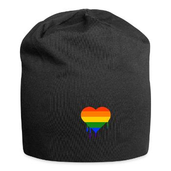 LGBT Herz Heart Gay Pride CSD Regenbogen - Jersey-Beanie - Schwarz - Vorne