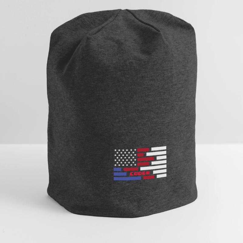 American Flag Coder Coding Computer Nerd Jersey-Beanie