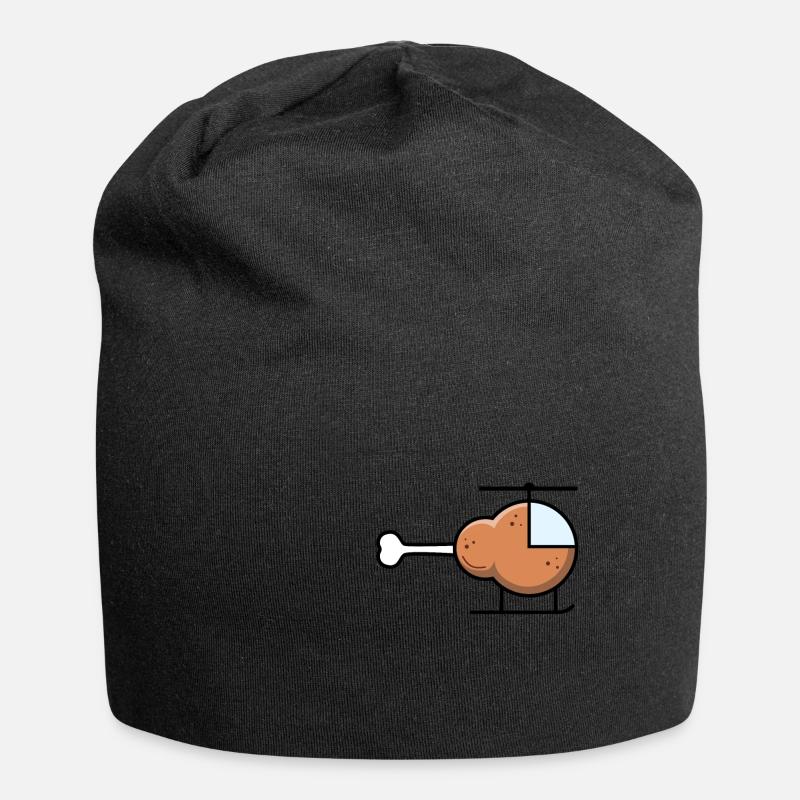 Helikopter Hähnchen Keule Essen Geschenkidee - Jersey-Beanie - Schwarz