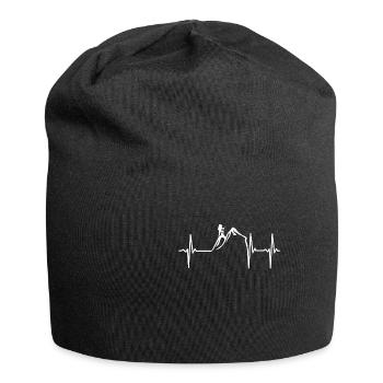 Herzschlag wandern trekking Bergsteigen Geschenk - Jersey-Beanie - Schwarz - Vorne