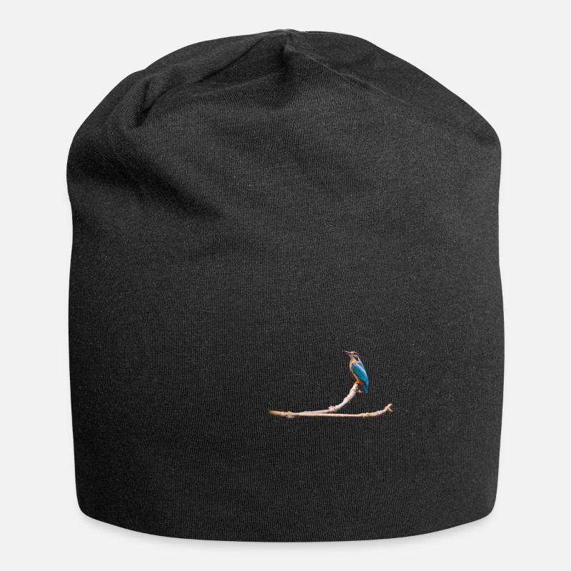 Eisvogel auf Ast - Jersey-Beanie - Schwarz