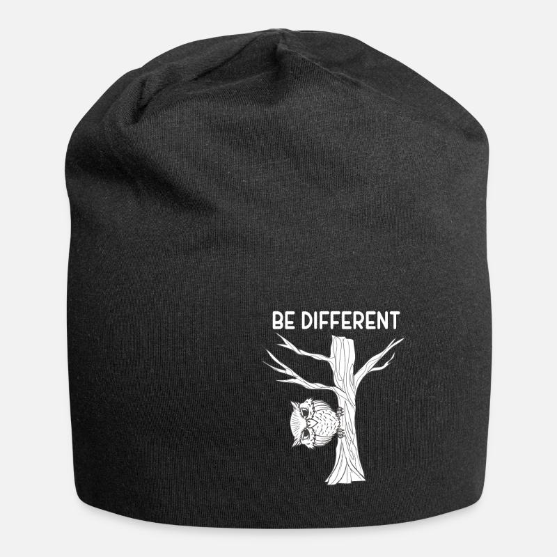Eule Uhu Be Different Eulen Geschenk - Jersey-Beanie - Schwarz