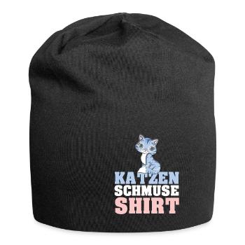 Katzen Schmuse Shirt Katze kuscheln streicheln Kat - Jersey-Beanie - Schwarz - Vorne
