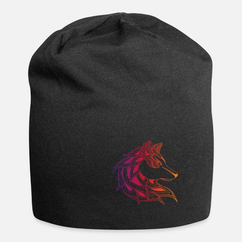 Wolf - Jersey-Beanie - Schwarz