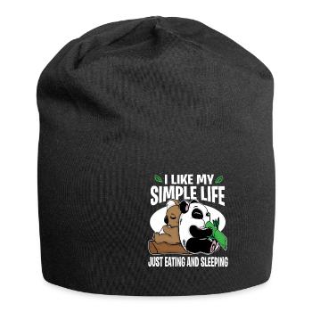 Panda Koala Bär Faul Schlafen Essen Couch Geschenk - Jersey-Beanie - Schwarz - Vorne
