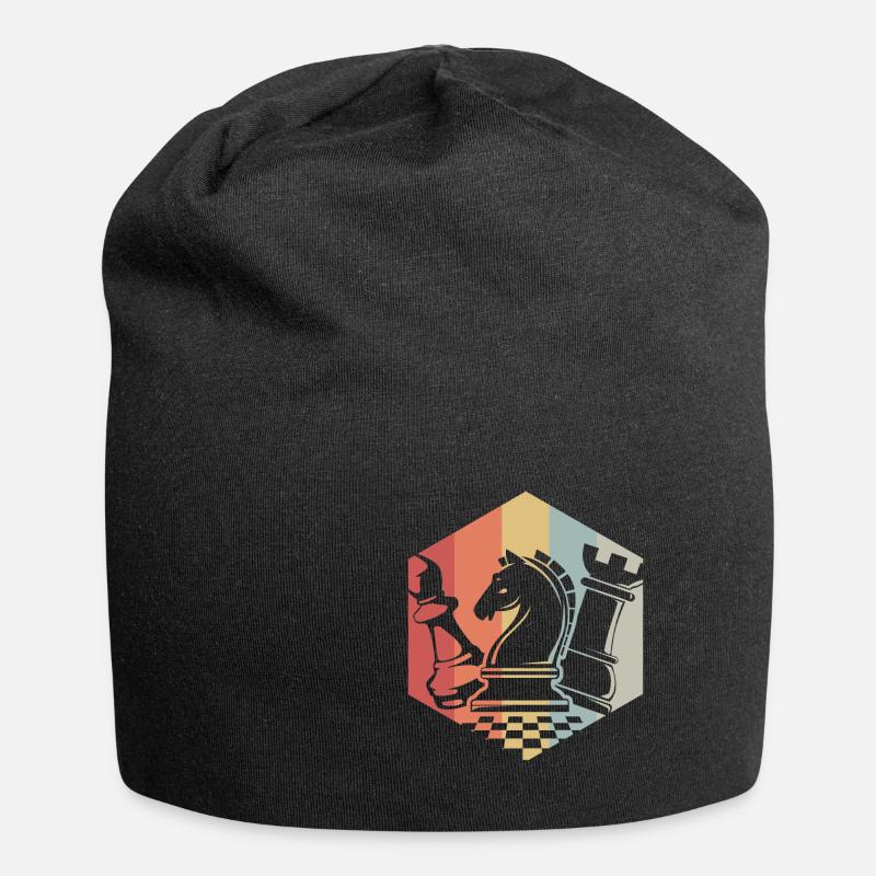 Retro Schach - Jersey-Beanie - Schwarz
