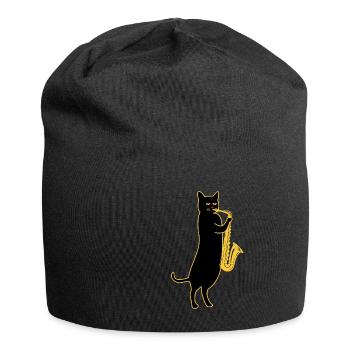 Chat saxophone - Bonnet en jersey - noir - Devant