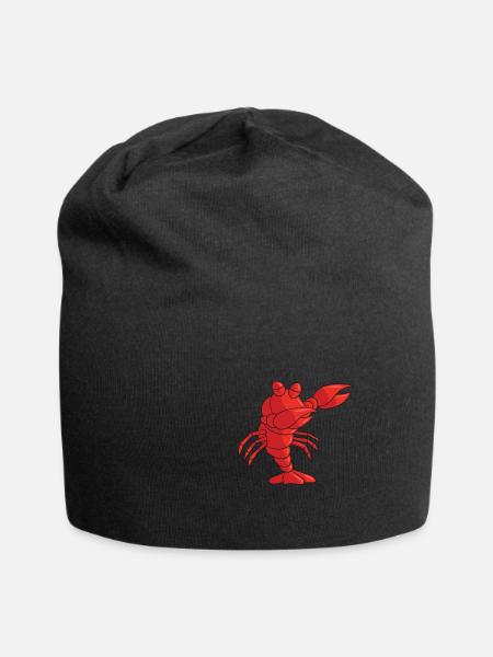 Roter Hummer, der Hummer-Geschenk tupft - Jersey-Beanie - Schwarz