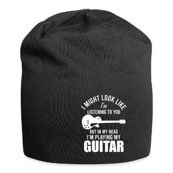 Gitarre lustige Sprüche Musik - Jersey-Beanie - Schwarz - Vorne
