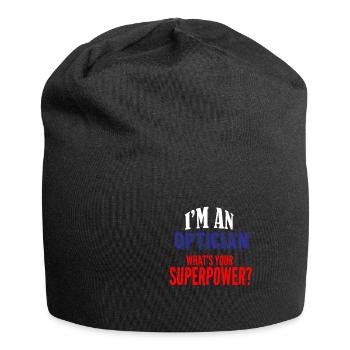 Ich bin ein Optiker. Was ist Ihre Supermacht? - Jersey-Beanie - Schwarz - Vorne
