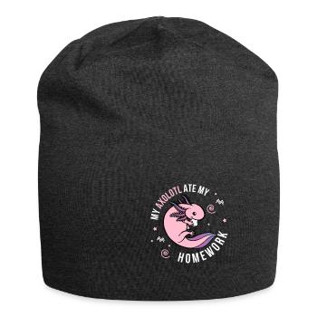 Axolotl student schoolgirl enrollment elementary school - Jersey Beanie - charcoal grey - Front