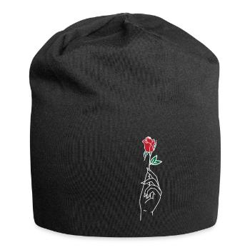 Rose coeur fleurs cadeau amour femmes fille - Bonnet en jersey - noir - Devant