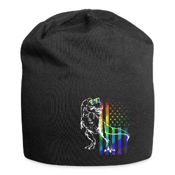 Pride Rainbow Dinosaurier T-Rex Gay PRIDE FLAG USA - Jersey-Beanie - Schwarz - Vorne