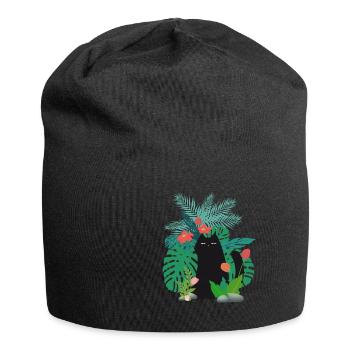 Black cat in plants garden - Jersey Beanie - black - Front