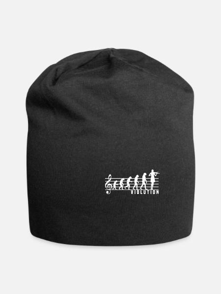 Violinist Geige Violine Noten Evolution Geschenk - Jersey-Beanie - Schwarz