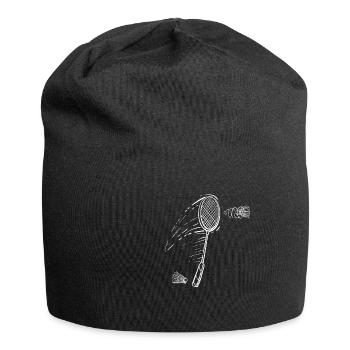 Badminton, Federball, Netz, Schläger, Geschenk - Jersey-Beanie - Schwarz - Vorne