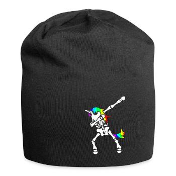 Dab Einhorn Skelett Dabbing Gerippe Halloween - Jersey-Beanie - Schwarz - Vorne